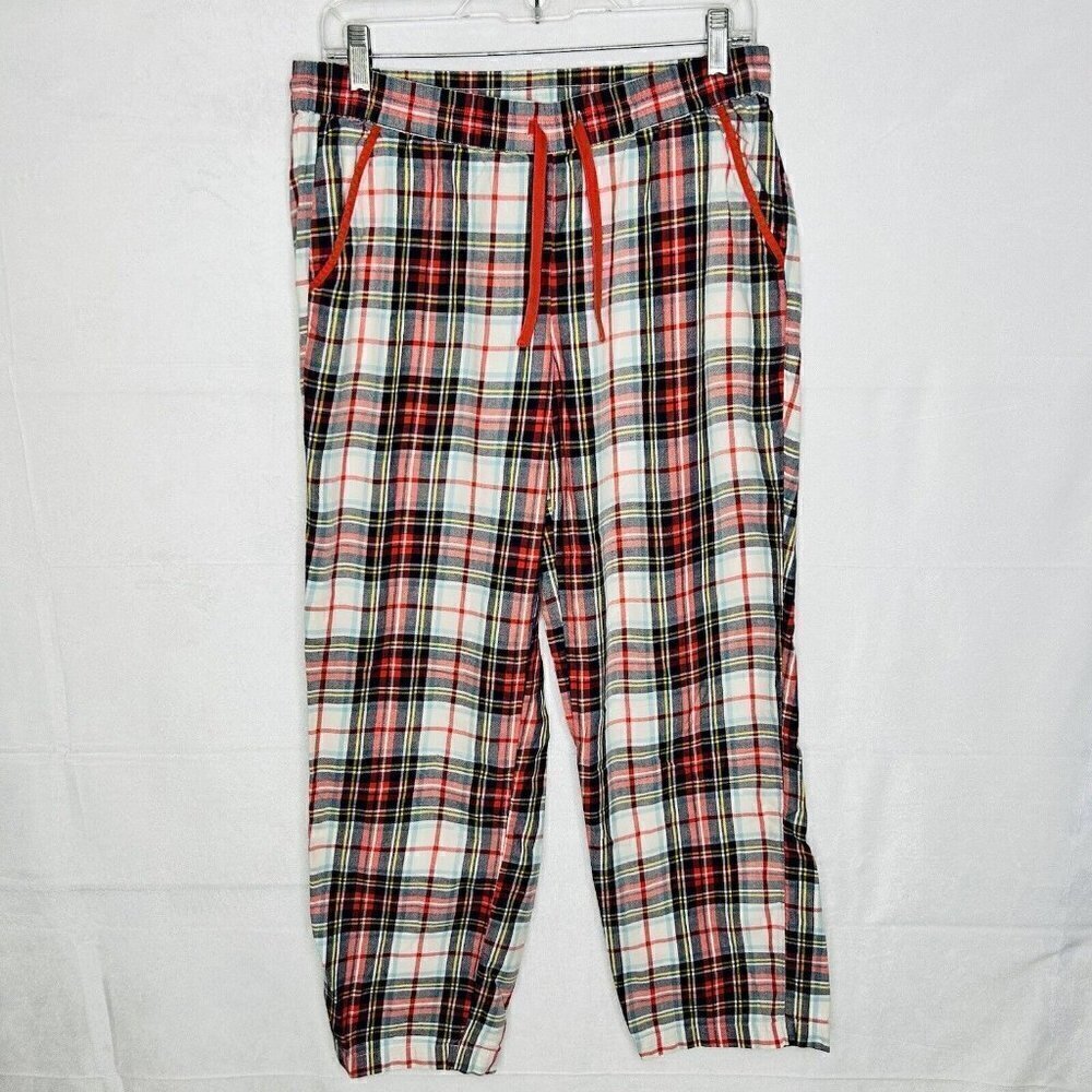 Boden Pajama Bottoms Plaid Drawstring Elastic Waist Pockets Sz Small (30x29)